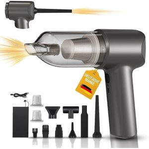 Aspirateur à main sans fil 4 en 1 pour voiture, 16500 PA, 8 embouts et filtre HEPA lavable, pour la maison, le canapé, le véhicule, le bureau, les poils d'animaux (gris argenté) - Neuf