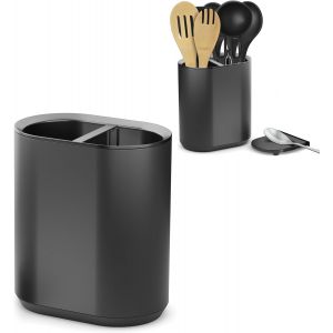 Oayew-Porte-Ustensiles De Cuisine Avec Repose-Cuill&egrave;re Int&eacute;gr&eacute; | Organisateur Moderne En Abs Noir Mat | Pot &Agrave; Ustensiles Compact Et Durable 18x11.5x19.5 Cm - Neuf