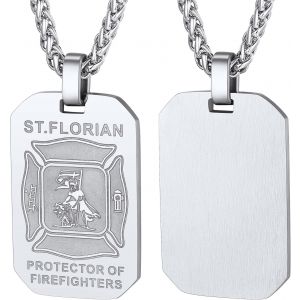 Kal-Pendentif Homme Archange Saint Florian Personnalisable En Acier Inoxydable/Plaqu&eacute; Or, Collier Amulette Pour Pompiers - Neuf