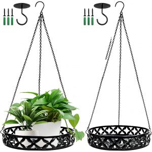 NouvelHorizonstore-Jardini&egrave;res Suspendues En M&eacute;tal Noir,Panier De Fleurs &Agrave; Suspendre En M&eacute;tal Avec Crochet De Plafond,Cha&icirc;ne De Suspension,Pots De Fleurs &Agrave; Suspendre,Pot De D&eacute;coration A Suspendre Pou - Neuf
