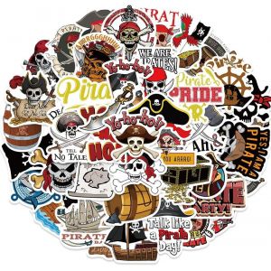 Autocollant Pirate Imperméables Sticker Pirate Enfant Scrapbooking Stickers Pirates Decoration Pirate Stickers Skull Accessoires Pirate Scrapbooking Autocollant Gomme Pirate Laptop - Neuf