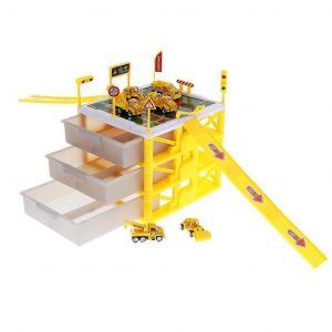 Mini Parking Lot Building Play Set Toy Garage Car Storage Box With City Traffic Map Assembling Children Educational Toy Birthday Gift Engineering - Neuf