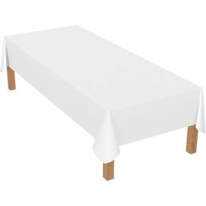 Chenquansarl-Nappe Rectangulaire En Polyester Lavable Pour Table De F&ecirc;te, Mariage, Banquet, Buffet, Salle &Agrave; Manger - Blanc - 2,4 M - Neuf