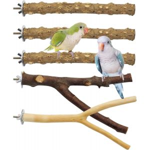 Chenquansarl-Lot De 5 Perchoirs &Agrave; O Aux Naturels Pour Cage &iquest; Perchoir En Bois Pour Perroquets, Perruches, Ins&eacute;parables - Neuf