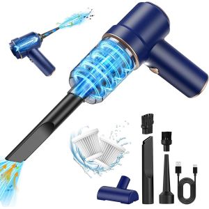 Mini aspirateur &agrave; main sans fil, 15 000 PA, l&eacute;ger, pour voiture, maison, cuisine, nettoyage des poils d'animaux (bleu) - Neuf