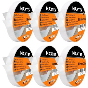 Ruban Adh&eacute;sif Double Face Extra Fort,Fin Et Transparent Pour Bricolage,Artisanat Et Scrapbooking 18 Mm X 20 M (6 Rouleaux = 120 M) - Neuf