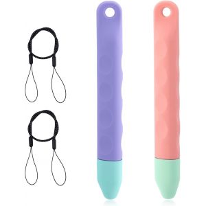 2pcs Stylets pour Tablette Adapt&eacute;s Aux Enfants avec Cordons, Stylets Enfants pour &Eacute;cran Tactile Compatibles avec iPad iPhone Kindle Android Tous Les Appareils &agrave; &Eacute;cran Tactile (Rose, Violet) - Neuf