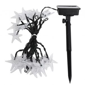 Hjlian Guirlande Lumineuse D'exterieur Avec 8 Modes D'eclairage, 5 M, Forme D'etoile De Mer, Lampe Solaire, Decoration De Jardin, Blanc Chaud - Neuf