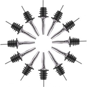 Checarzhn--No1-Lot De 12 Becs Verseurs En Acier Inoxydable, Faciles À Nettoyer, Débit Réglable, S'adapte À Différentes Tailles De Bouteilles, Pour Huile, Vin, Sirop, Vinaigre, Etc. - Neuf