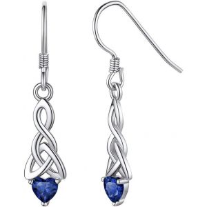 Boucle D¿Oreilles Femme Argent Pendantes Cletique Avec Pierre En Forme De Coeur,Bijoux Élégant Porte Bonheur Pour Cadeau Noël Anniversaire De Femmes,Filles,Maman.[X3273] - Neuf