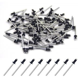 100 pièces de rivets aveugles en aluminium 3.2 x 6mm,rivets à bout ouvert,rivets pop,paquet de 100 (Noir) - Neuf