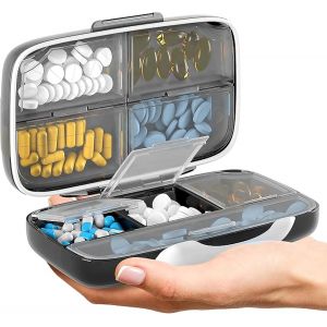 Pilulier Étanche À L'air,Grand Distributeur De Pilules Pour La Maison,Le Voyage,Le Bureau,Le Trieur De Vitamines,La Taille Jumbo 8 Compartiments Hermétiques Pour Médicaments Quotidiens - Neuf