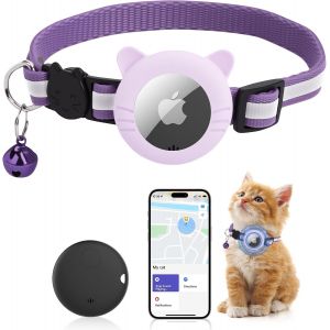 SUBZONAL-Collier GPS Chat Tracker, Tracker GPS avec Apple AirTag, Traceur pour Chat & Chie, Suivi en Temps R&eacute;el pour Animaux De Compagnie, V&eacute;Hicules, Cl&eacute;S Et Bagages, 19-32 cm (iOS Uniquement) - Neuf