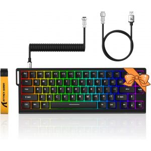 CHECARZHN--NO1-X Attack Shark X68He Clavier Mécanique À Déclenchement Rapide Avec Interrupteur Magnétique, Actionnement Réglable De 0,01 Mm, Clavier De Jeu Filaire 60% Avec Câble Spiralé, 8000 Hz(Noir) - Neuf