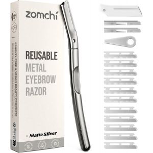 Eryi-Outil De Dermaplaning, Rasoir Dermaplaning Pour Femmes Et Hommes, Rasoir À Sourcils Réutilisable Avec 11 Lames De Rechange, Rasoir Visage, Élimine Le Duvet Et Exfolie La Peau (Argent Mat) - Neuf