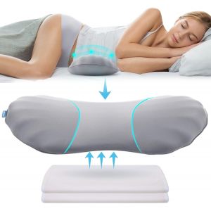 Oreiller De Soutien Lombaire Réglable En Mousse À Mémoire De Forme Pour Soulager Les Douleurs Dorsales, Dormir, Lit Et Chaise Avec 2 Coussins D'insertion, Gris Lune - Neuf