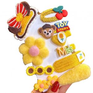 Ensemble D'epingles A Cheveux En Peluche, Style Retro, Mignon, Dessin Anime, Accessoires Pour Cheveux, Cadeau, Singe Jaune, Automne-Hiver - Neuf
