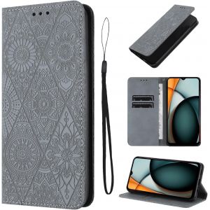 Kal-Étui Pour Xiaomi Redmi A3 4g 6.71 Pouces Cuir Artificiel Coque Redmi A3/23129rn51x Avec Fente Pour Carte Coque Redmi A3/23129rn51x Béquille Housse, Gris - Neuf