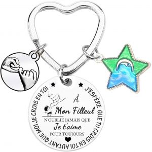 Kal-Porte-Cl&eacute;s Cadeau Pour Filleul - Charme Sage Pour Bapt&ecirc;me Et 18 Ans Gar&ccedil;on - Neuf