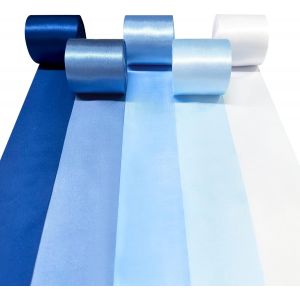 60m Ruban De Satin Bleu, 5 Couleurs 12m X 5cm De Large Bleu Royal Bleu Ciel Et Blanc Ruban Satinée Pour Bmballage De Cadeaux Diy Noeuds Fond De Anniversaire Baptême Mariage Bouquet De Mariée Décoration - Neuf
