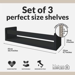 Lot De 3 Étagères Murales en Bois, Bibliothèque Montessori Rangement Tablette Livre pour Chambre et Décoration Enfant. 41 cm, Blanc - Neuf