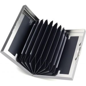 Protection Carte Bancaire, Card Holder avec 10 Emplacements pour Cartes, Porte Carte Bancaire Antivol, Etui Carte Bancaire en Acier Inoxydable avec Boucle - Neuf