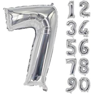 SJZG-Ballon G&eacute;ant En Aluminium En Forme De Chiffre Pour D&eacute;coration De F&ecirc;te D'Anniversaire, F&ecirc;te Pr&eacute;natale, Anniversaire De Mariage - 101,6 Cm - Argent&eacute; - Neuf