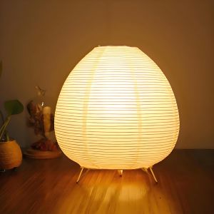 Subzonal-Lampe De Chevet En Papier De Riz, Lampe Japonaise, Abat-Jour Blanc Naturel Pour Ambiance Boh&egrave;me Et R&eacute;tro, Douille E14, C&acirc;ble 1,8m, H 23cm - Neuf