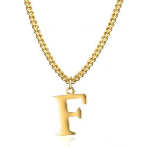 Trahoo-Collier Initial Plaqué Or 14 Carats - Collier Pendentif Lettre Chaîne Cubaine En Or Pour Hommes Et Femmes Collier Pendentif Lettre En Or Exquis - Neuf