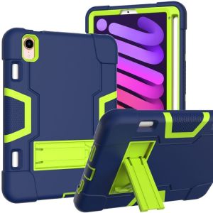Coque En Silicone Et Pc Pour Ipad Mini 2024 / Mini 6 Avec Support Et Emplacement Pour Stylo - Bleu Marine Vert Menthe - Neuf