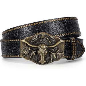 CAUC-Ceinture de cowboy occidental en cuir pour hommes femmes cowgirl western la campagne ceinture homme boucle ceinture pour jeans pantalons - Neuf
