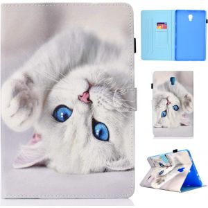 LORANKA-Coque pour Samsung Galaxy Tab A 10.5 2018 SM-T590/T595 Etui Case Cover Housse de Protection Multi Angles avec Auto R&eacute;veil/Sommeil et Carte de Documents Pocket Blanc Chat - Neuf