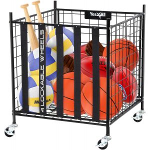 Acdsgd-Yes4all Chariot De Ballon &Agrave; Roulettes Avec Roues Verrouillables, Support De Basket-Ball, Balles De Volley-Ball, Cage De Garage, &Eacute;tag&egrave;res De Rangement, Organisateur D'&eacute;quipements De Sport, &Eacute;tag&egrave;re &Agrave; - Neuf