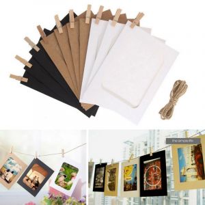 Cadre photo mural DIY 3 pouces, cuir noir et blanc, 10 pièces avec pinces à ficelle - Neuf