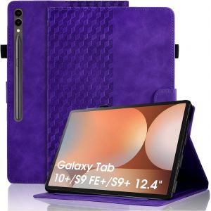 Coque pour Samsung Galaxy Tab S9 Plus 12.4 Pouce 2023 Premium Cuir PU Housse [SM-X810/X816B/X818U] Etui de Protection Poche Case avec Support pour Samsung Tab S9 Plus - Violet - Neuf