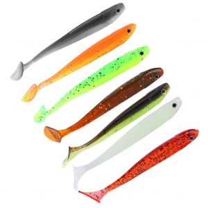 Hengjia Lot De 6 Leurres De Peche En Plastique Souple Avec Queue En T Et Appats Pour Vers (Melange) - Neuf