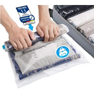 KALANKA-Ensemble de sacs de voyage sous vide [12 pièces] en 3 tailles (4x 35x50 cm / 4x 40x60 cm / 4x 50x70 cm) - Sacs de voyage sous vide pour rouler les vêtements - Sacs de vêtements - Neuf