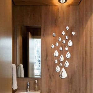 Gouttes d'eau Miroir autocollant mural - Argent, lentille flexible autocollant non collé pour la décoration murale de la maison - Neuf