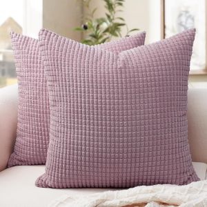 Eryi-Housse De Coussin 50x50 Rose Velours Côtelé Lot De 4 U2013 Déco Douce Pour Salon, Canapé, Chambre Fille, Cadeau Maman, Fête Des Mères, Coussin Décoratif Bohème Moderne - Neuf