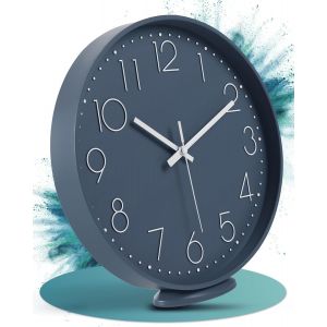 FCHHK-- Horloge murale bleue - À poser ou à suspendre - 20 cm - Silencieuse - Classique et moderne - Sans bruit de tic-tac - Pour salon, bureau, etc - Neuf