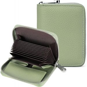 CAUC-Portefeuille Femme en Cuir V&eacute;ritable, Porte Carte de Cr&eacute;dit Femmes avec RFID Blocage, Portefeuilles pour Femmes zipp&eacute; en Petit et Format Court, Porte Monnaie Fermeture &eacute;clair - Neuf