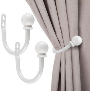 Ensemble de 2 metal blanc embrasses de rideaux pour les rideaux de fenetre (tube diametre: 11 mm) pour la chambre a coucher, salon et bureau. Vis inclus. - Neuf