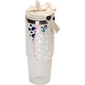 ERYI-30Oz Mug Isotherme Avec Couvercle Et Paille, Tasse À Café En Acier Inoxydable, Tasse À Café Réutilisable, Gobelet Isotherme Grande Capicité Pour Voyage Sport(Léopard Ivoire) - Neuf