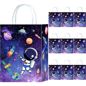 Lot De 10 Sacs Cadeaux En Papier Pour Fête Spatiale, Astronaute, Avec Anse, Sacs Cadeaux D'anniversaire, Fusées Spatiales, Astronaute, Sacs Cadeaux D'invités - Neuf