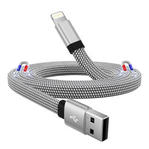 Tta-Magnétique Câble De Charge I-Phone 1m, Câble Plat Usb A Vers Light-Ning Mfi Certifié En Nylon Tressé, Cordon De Charge Rapide Enroulé Pour I-Phone 14 Pro Max 13 12 11 Xr Xs X 8 7 Plus Se - Neuf