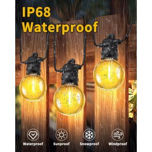 Tianyi-Guirlande Lumineuse D'extérieur, 15m Guirlande Guinguette Avec 25 + 2 Pièces Ampoules G40, Étanche Ip68, Intensité Variable, Avec Télécommande, Pour Jardin, Terrasse, Fête, Mariage, Noël - Neuf