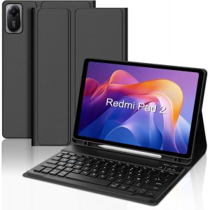 Clavier Pour Redmi Pad 2 11"" 2025, Coque Clavier Pour Tablette Redmi Pad 2 11 Pouces 2025, Azerty Français Bluetooth Magnétique Détachable Avec Fente Pour Stylo, Noir - Neuf