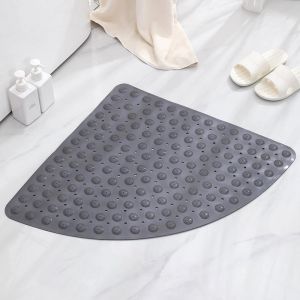 Tapis de bain antid&eacute;rapant avec ventouses et trous de drainage, tapis d'angle antid&eacute;rapant pour baignoire, protection de baignoire pour enfants et b&eacute;b&eacute;s, gris, 54 x 54 cm - Neuf