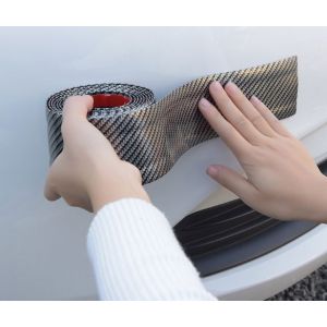 Autocollant de protection de seuil de portière de voiture noir, accessoires en fibre de carbone 3 cm - Neuf
