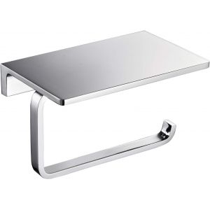 Porte-Papier Hygiénique Pour Salle De Bain En Laiton Massif Et Porte-Rouleau De Papier Hygiénique De Style Hôtel Supérieur Avec Rangement Pour Téléphone Portable Finition Chromée P[APP8812553] - Neuf